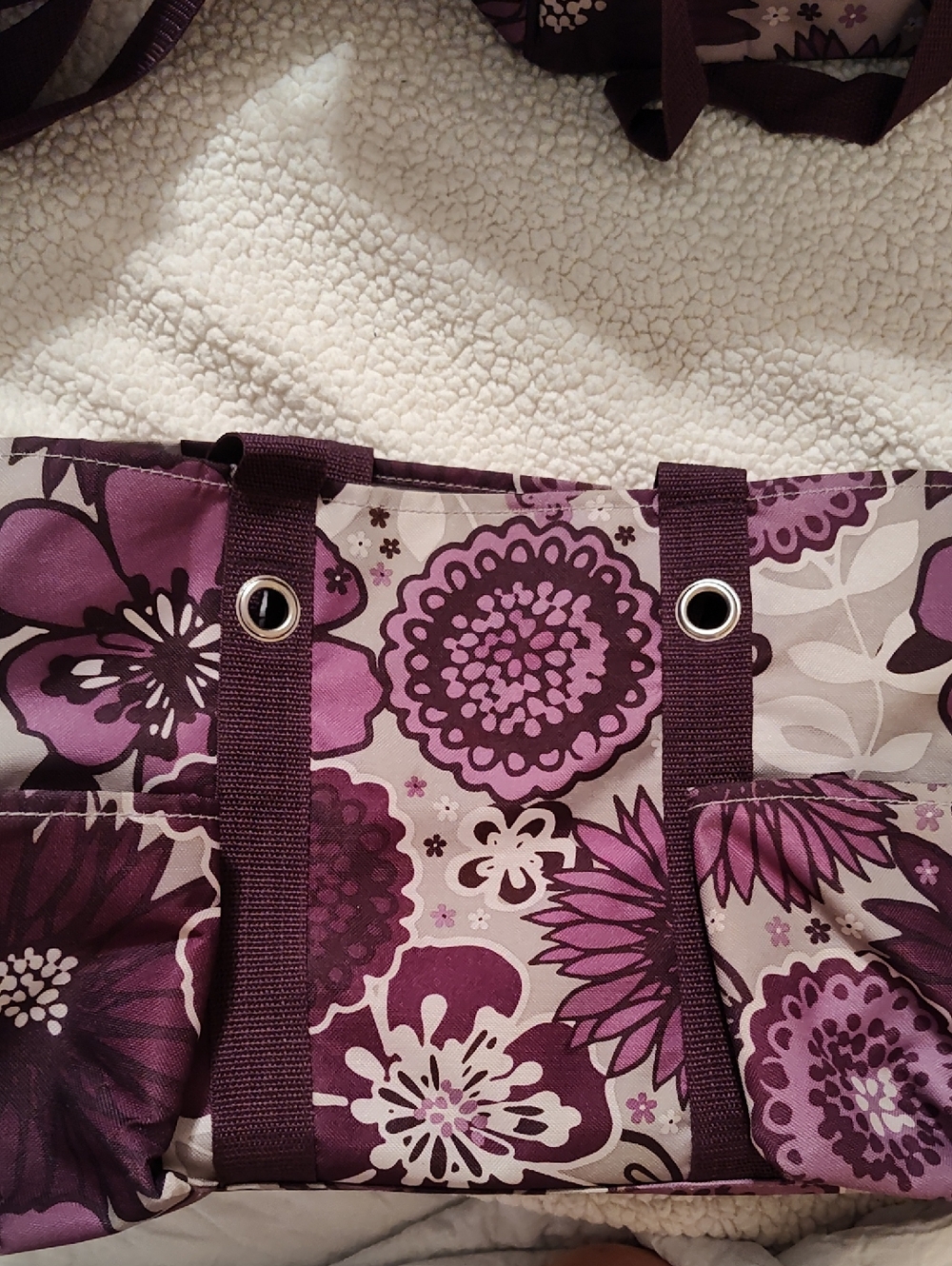 Thirty One Organizing Utility Tote, "Plum Awesome Blossom" - Picture 3 of 5
